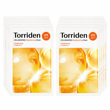 Masque en tissu à la vitamine C - Masque illuminateur Torriden CELLMAZING Vita C, 10 masques
