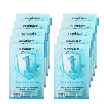 numbuzin No.1 Masque transparent actif à l'acide hyaluronique B5 pantothénique 10 feuilles