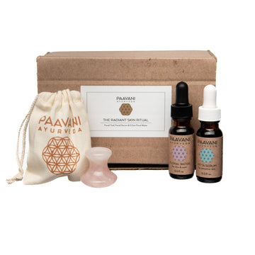 Rituel Peau Éclatante | Kit de massage du visage ayurvédique au quartz rose