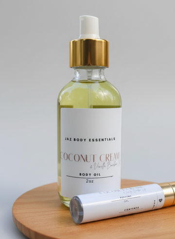 Coconut Cream & Vanilla Bourbon Latte Body Oil & Perfume Set - Skincare Lab