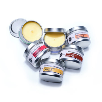 Bougies de voyage à la cire d'abeille et au soja