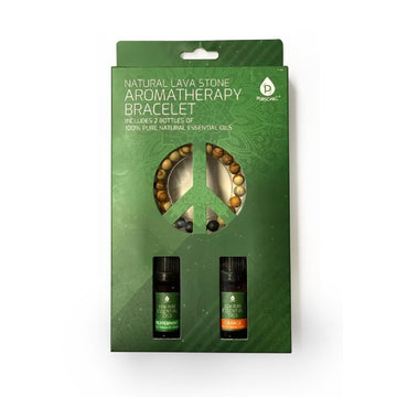 Bracelet en pierre de lave avec huiles essentielles de menthe poivrée et d'orange douce