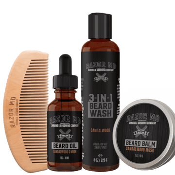 Coffret cadeau et ensemble pour barbe - Bois de santal