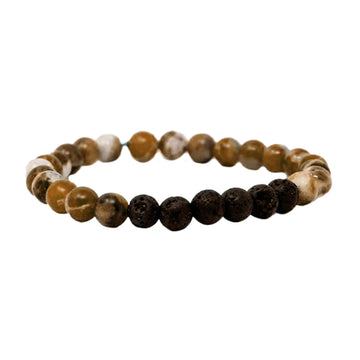 Bracelet en pierre de lave avec huiles essentielles de menthe poivrée et d'orange douce