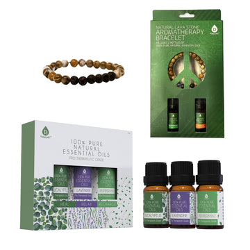 Ensemble d'aromathérapie Pursonic Bliss : bracelet en pierre de lave avec huiles essentielles 100 % pures