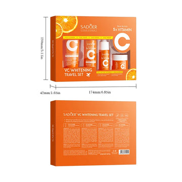 Kit de voyage de soins de la peau hydratants à la vitamine C en cinq pièces comprenant nettoyant, tonique, essence et crème pour le visage, produits de soin portables