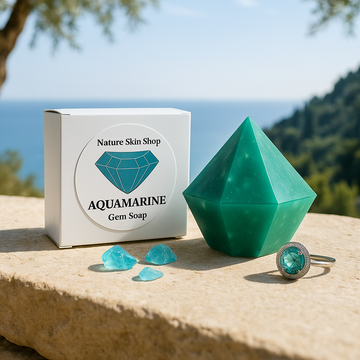 Aquamarine Birthstone Gem Soap with Hidden Silver Ring - Skincare Lab