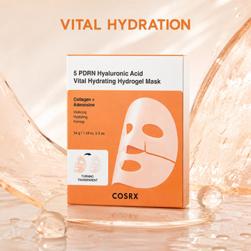 COSRX 5 masques hydrogel hydratants vitaux à l'acide hyaluronique et PDRN – Lot de 3