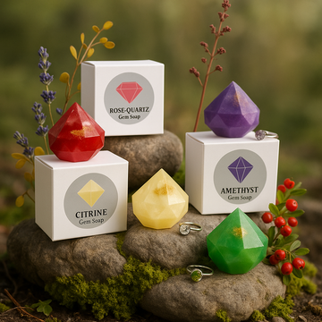 Savon gemme pierre de naissance améthyste mystique avec bague en argent cachée