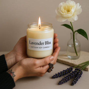 Bougie artisanale en cire de soja « Lavande Bien-être »