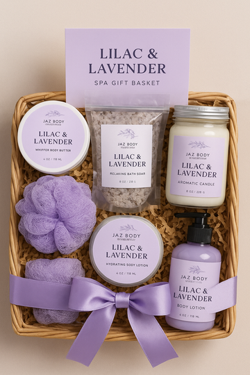 Lilac and Lavender Spa Gift Basket For Women - Skincare Lab