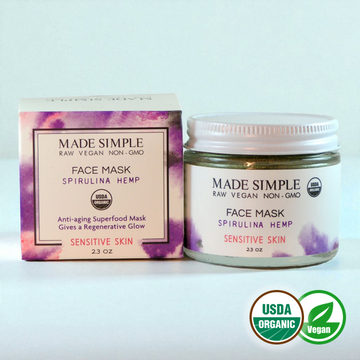 Masque visage à la spiruline et au chanvre pour peau sensible