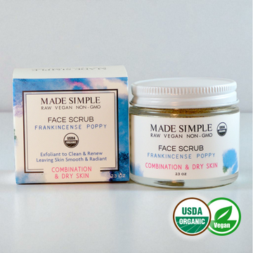 Gommage visage à l'encens et aux graines de pavot pour peaux mixtes/sèches