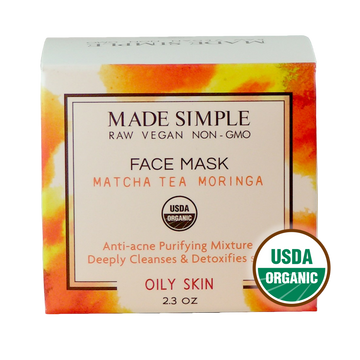 Masque visage au thé matcha et au moringa pour peaux grasses