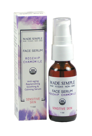 Sérum visage à la rose musquée et à la camomille pour peaux sensibles