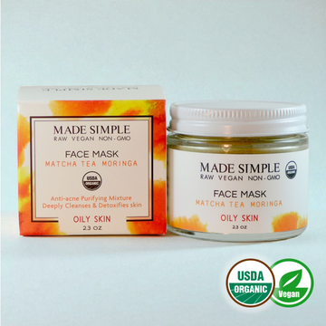 Masque visage au thé matcha et au moringa pour peaux grasses