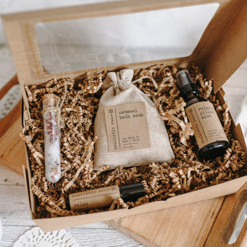Pillow Spray, Relax Roller, Oatmeal Soak & Rose Test Tubesm Gift Set