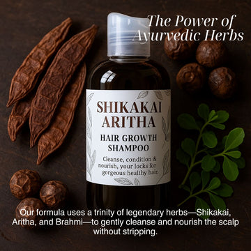 Shampoing pousse des cheveux Shikakai & Aritha – Nettoyant naturel pour le cuir chevelu, pour des cheveux plus épais et plus volumineux