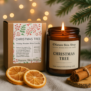 Bougie de soja à mèche en bois parfum Sapin de Noël
