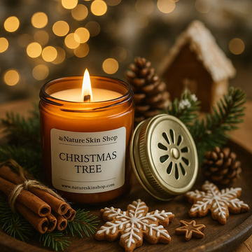 Bougie de soja à mèche en bois parfum Sapin de Noël